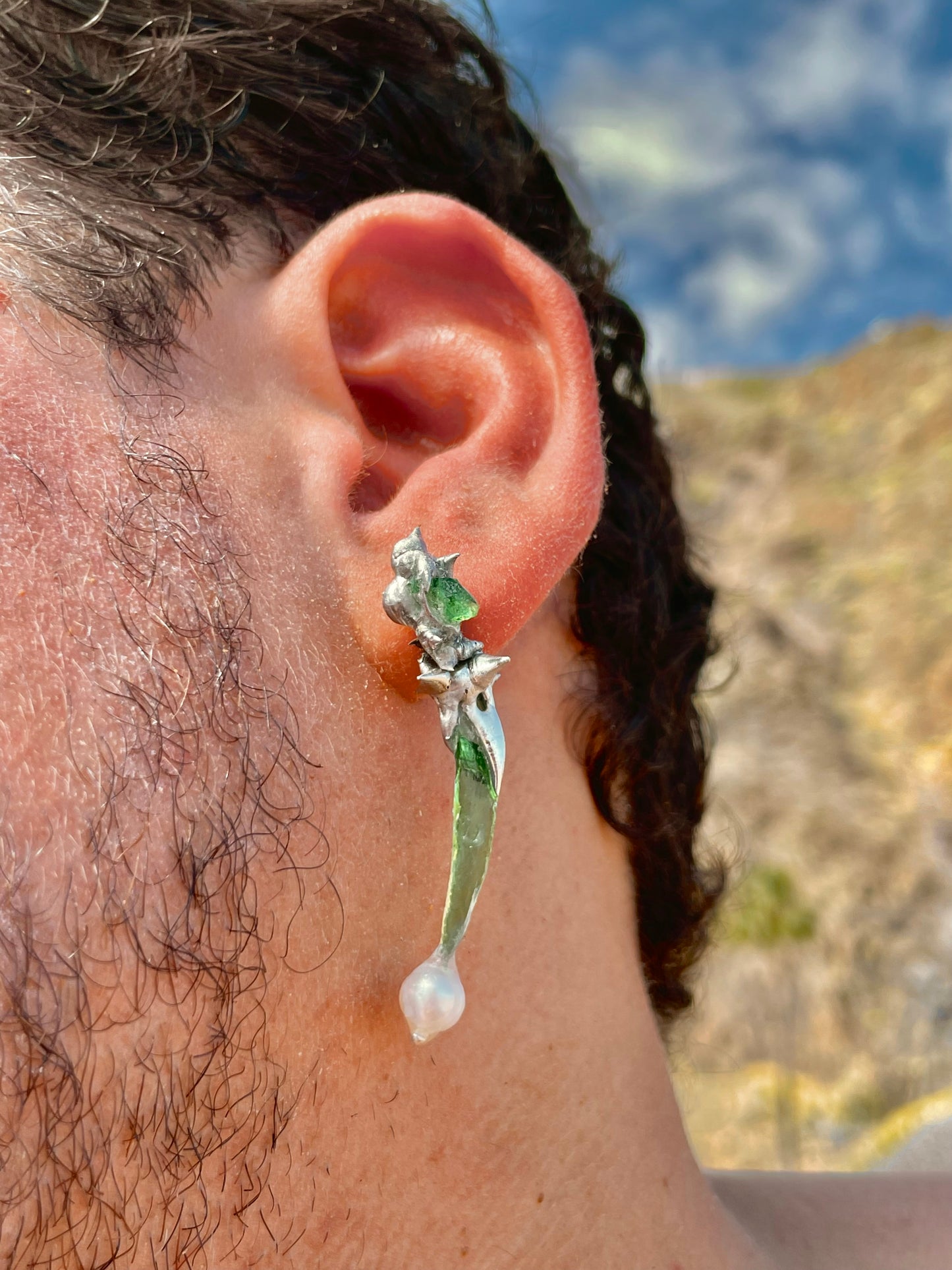 Dangling Earring, Green Lagoon Teeth