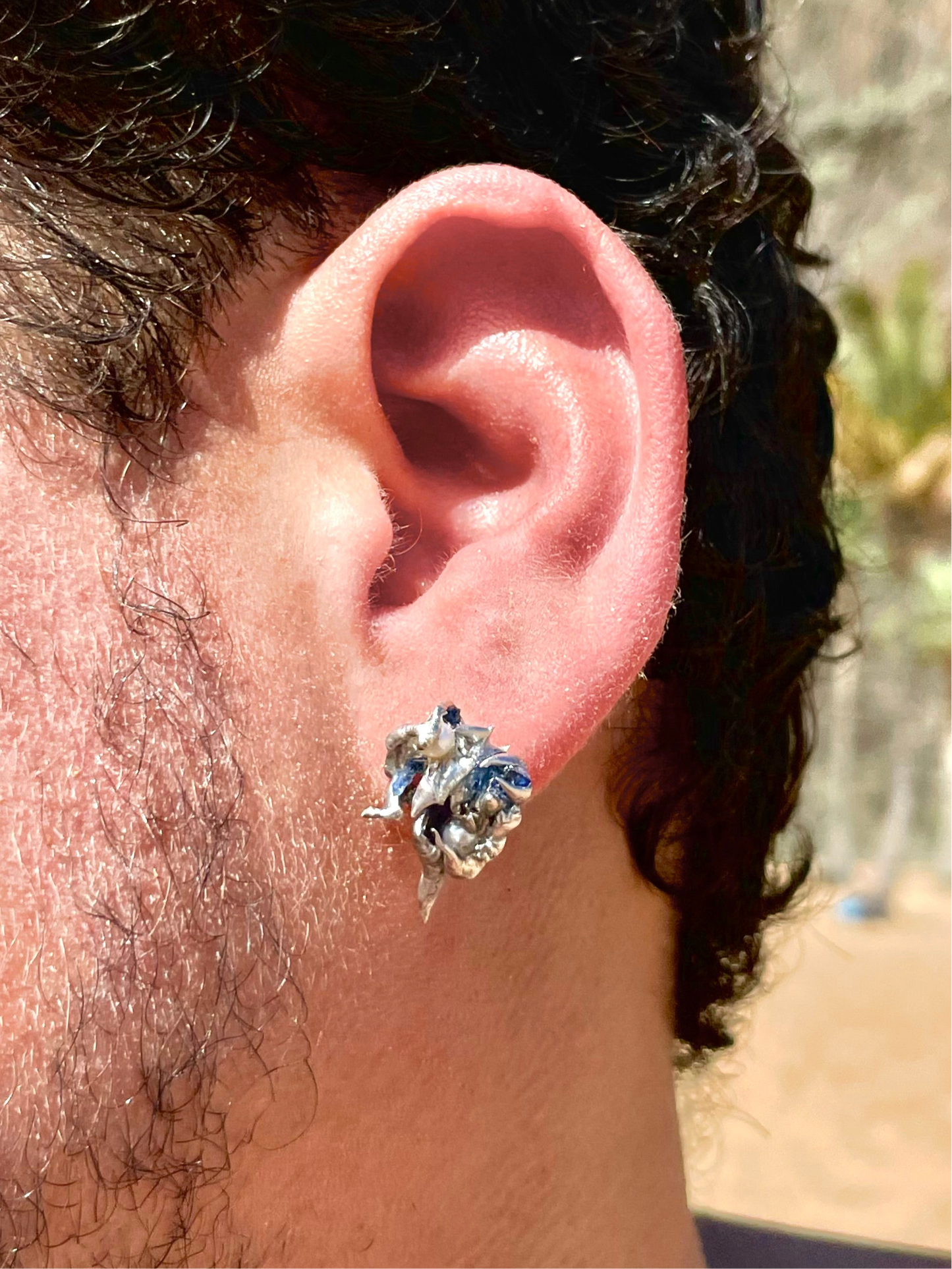 Stud Earring, Blue Form