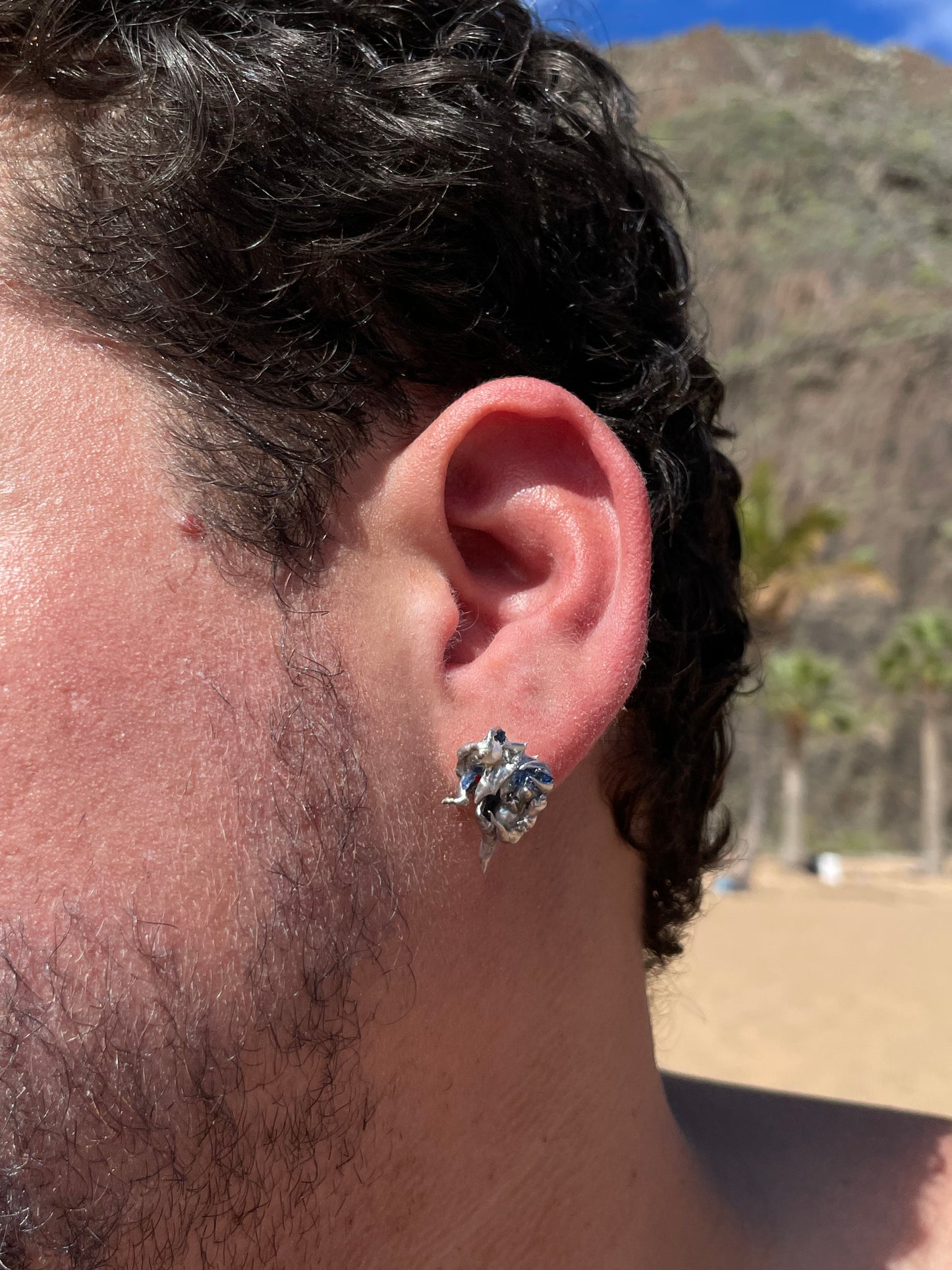 Stud Earring, Blue Form