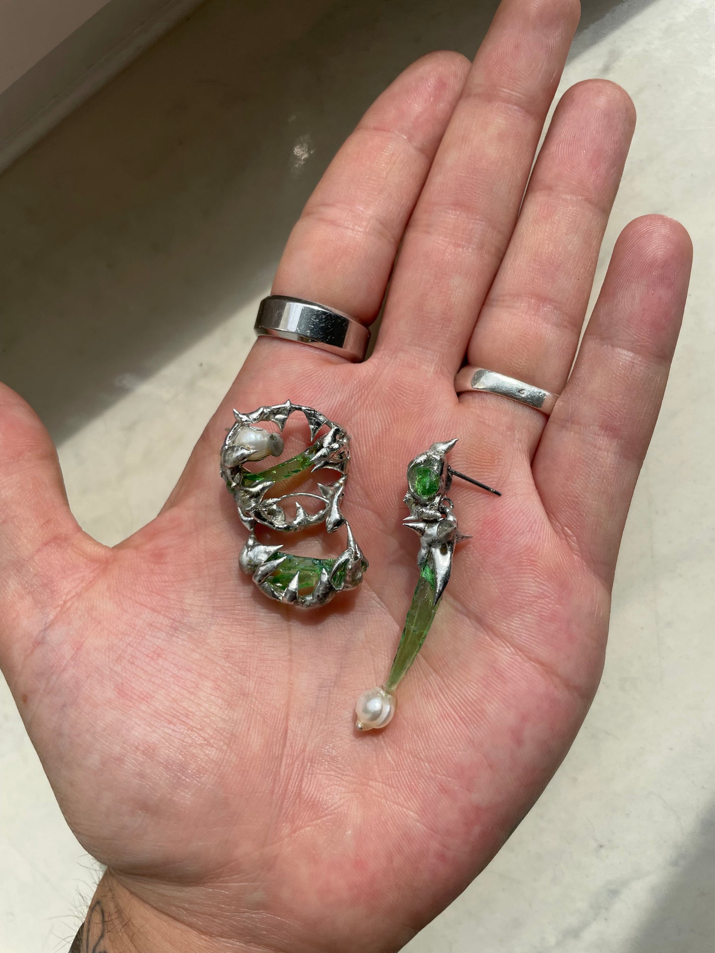 Dangling Earring, Green Lagoon Teeth