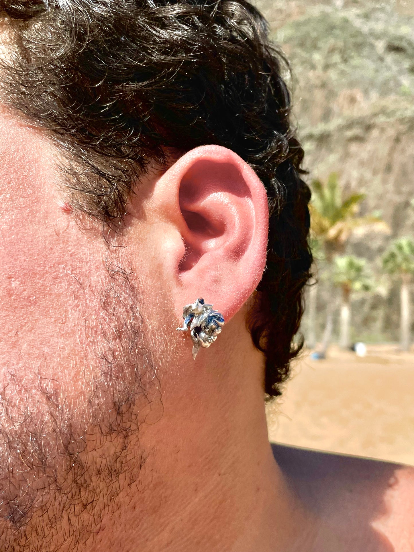 Stud Earring, Blue Form
