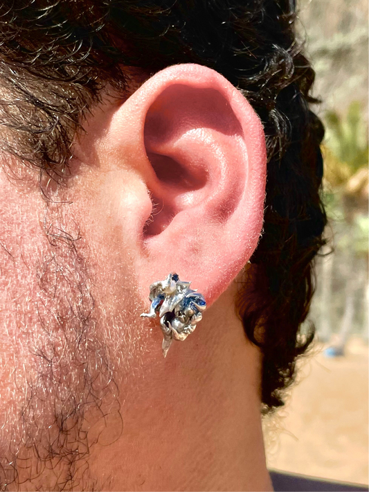 Stud Earring, Blue Form