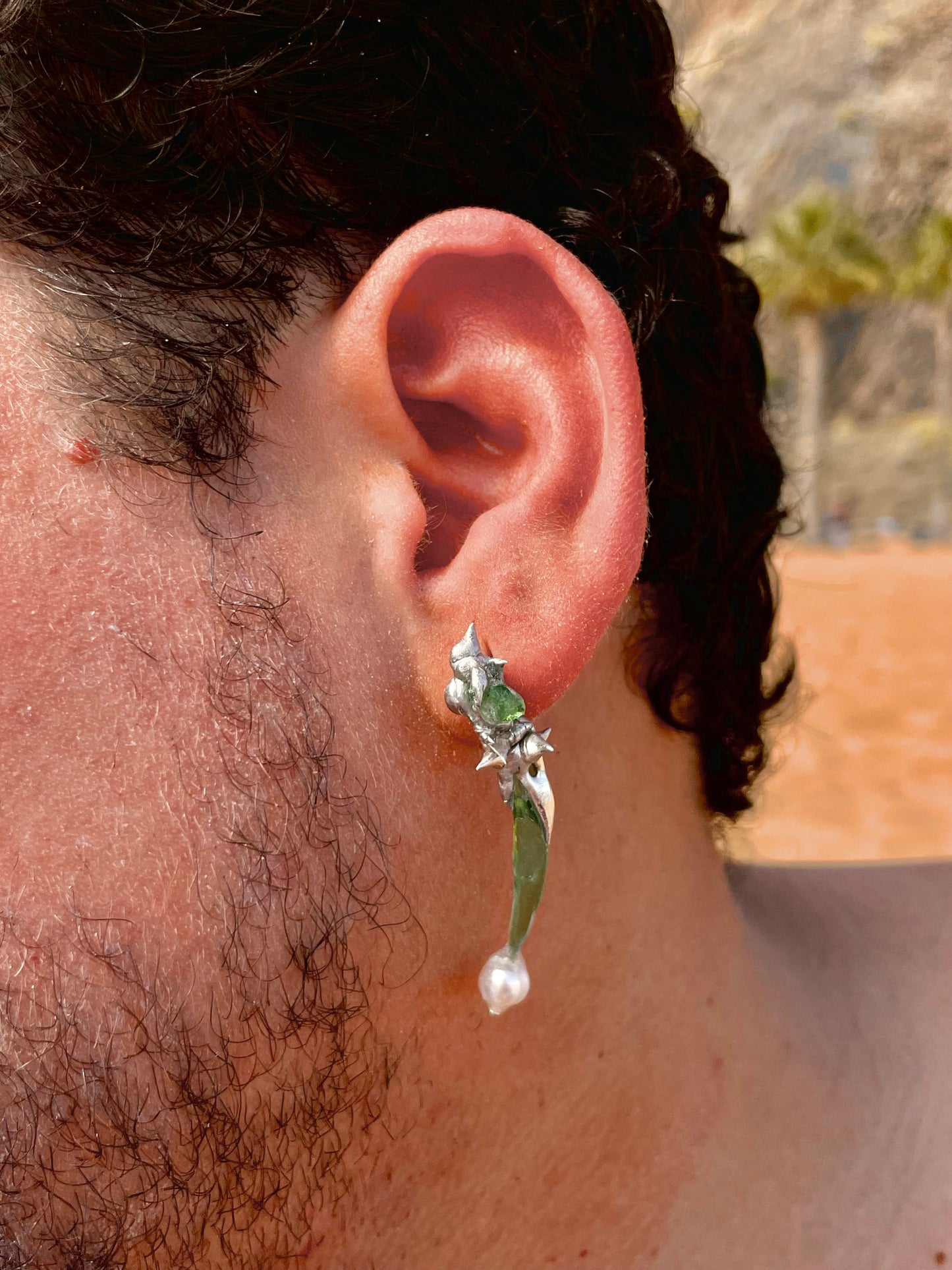 Dangling Earring, Green Lagoon Teeth