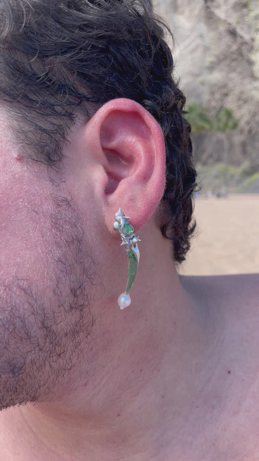 Dangling Earring, Green Lagoon Teeth